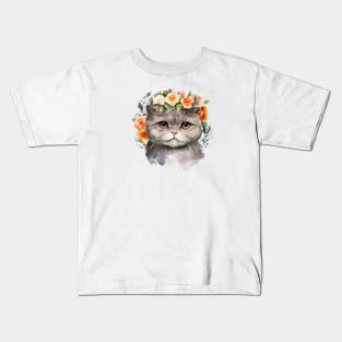 Watercolor cat Kids T-Shirt